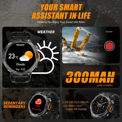 Smart Watch with Flashlight:Wireless Activity Tracker - Black/Orange