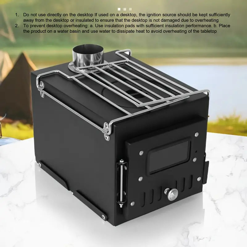 Portable Black Outdoor Stove with Fireplace