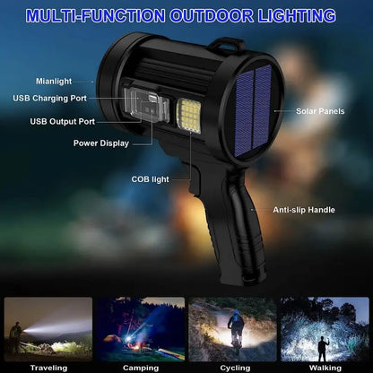 Ultra Bright Rechargeable Spotlight Flashlight with Color Filters - Perfect for Camping