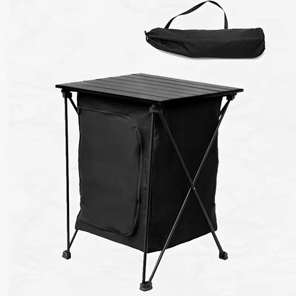 Portable Aluminum Alloy Folding Table for Outdoor Camping - Black