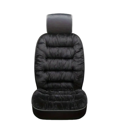 Winter Plush Car Front Seat Cushion - Universal Fit with Backrest (Single Seat, Black)