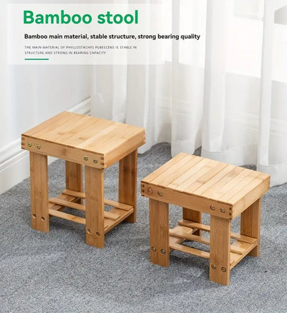 Bamboo Children's Small Stool - Square Shape, 25cm High