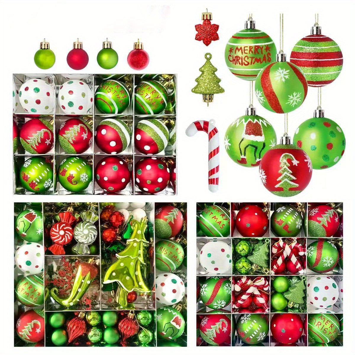 Christmas Ball Decoration Set Red Green White (46pcs)