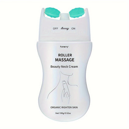Firming Neck Massage Cream with Roller for Women - White