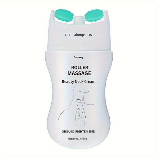 Firming Neck Massage Cream with Roller for Women - White