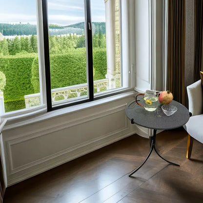 Compact Folding Wrought Iron Round Table