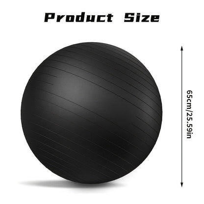 Heavy-Duty Explosion-Proof Yoga Ball with Air Plug and Pump(Black)