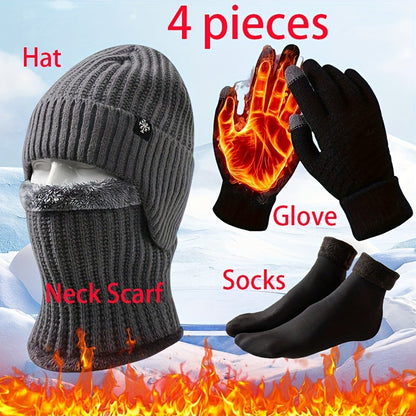 Winter Warm Knit Set for Men (4-Piece)