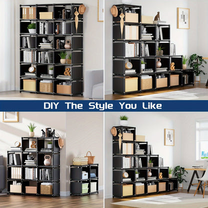 Metal Bookshelf Storage Organizer (18 Grid)