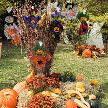Halloween Hanging Ghosts Pumpkin & Straw Decorations Set