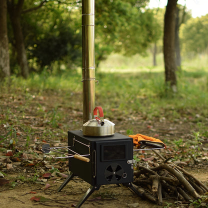 Iron Portable Camping Wood Stove with Chimney
