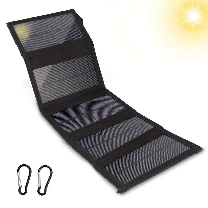 Portable Solar Foldable Charging Pack 35W USB 5V Output - Black