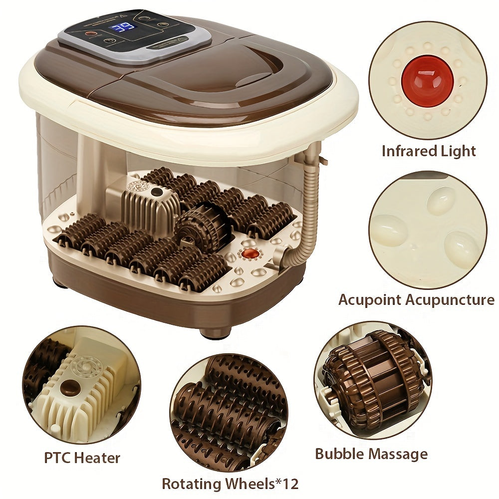 Electric Foot Spa Bath Massager with Shiatsu Rollers(Brown)