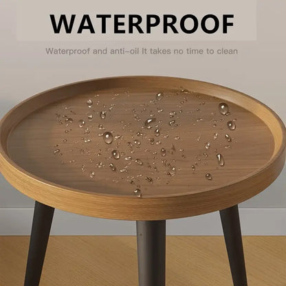 Contemporary Nordic Style Wood Round Coffee Table - Walnut Color