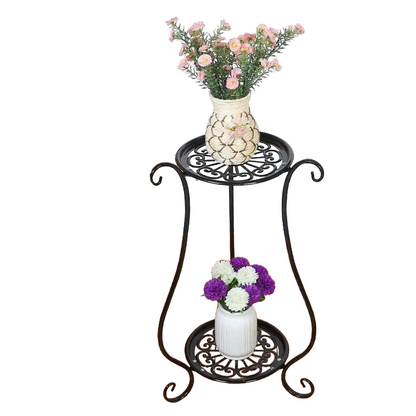 Black European Double-layer Flower Rack