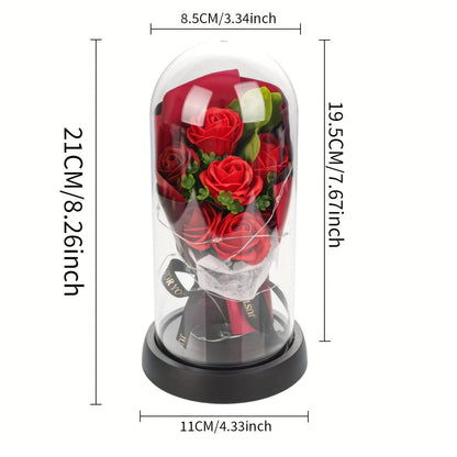 Romantic Everlasting Rose Bouquet with LED Lights