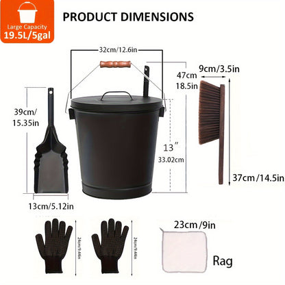 Galvanized Ash Bucket Set with Shovel