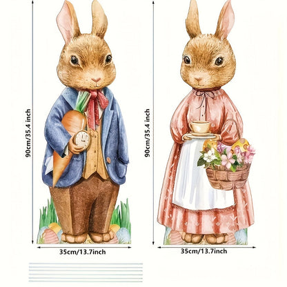 Wooden Rabbit and Flower Garden Signs Set