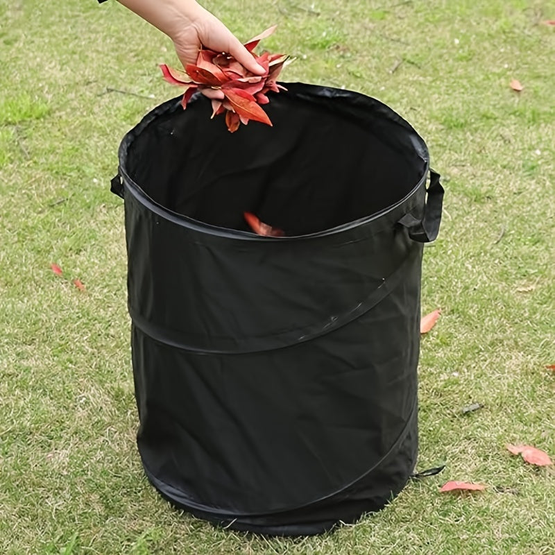 Black Portable Foldable Trash Can with Carry Handle