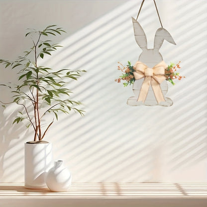 Rabbit Shaped Butterfly Wooden Holiday Hanging Decoration