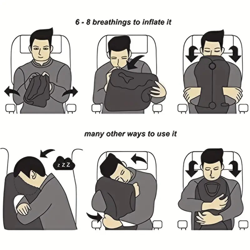 Premium Inflatable Travel Pillow - Gray