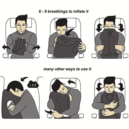 Premium Inflatable Travel Pillow - Gray