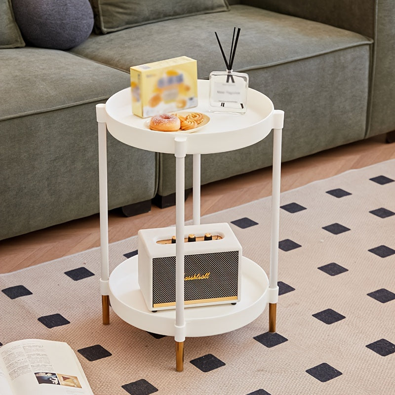 Small Round Metal Nightstand Table