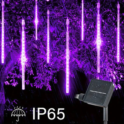 Galactic Glow: Purple Christmas Solar Meteor Shower Lamp