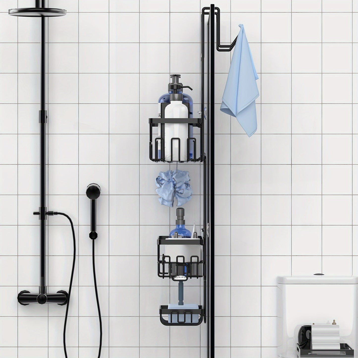 Door Shower Organizer Stainless Hanging Rack