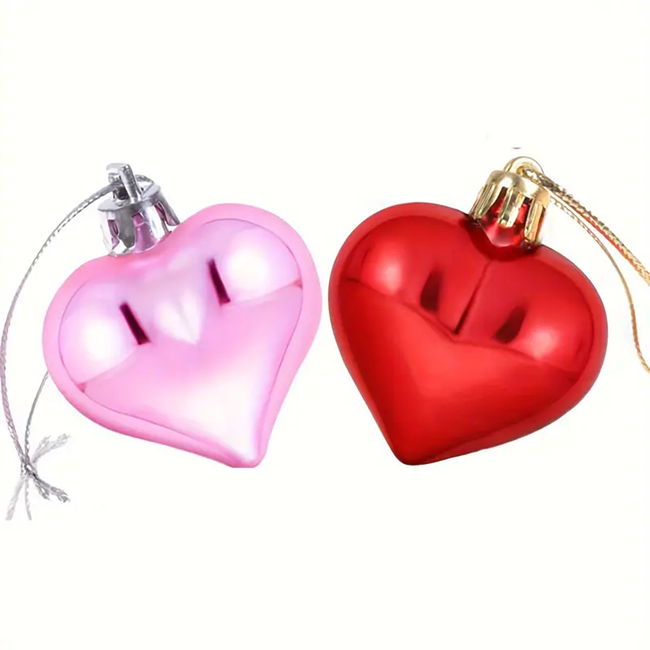 36-Piece Heart Shaped Ornaments Set – Pink & Red