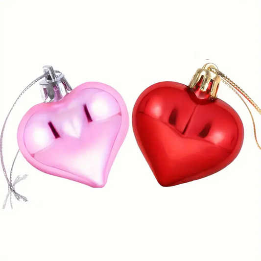 36-Piece Heart Shaped Ornaments Set – Pink & Red