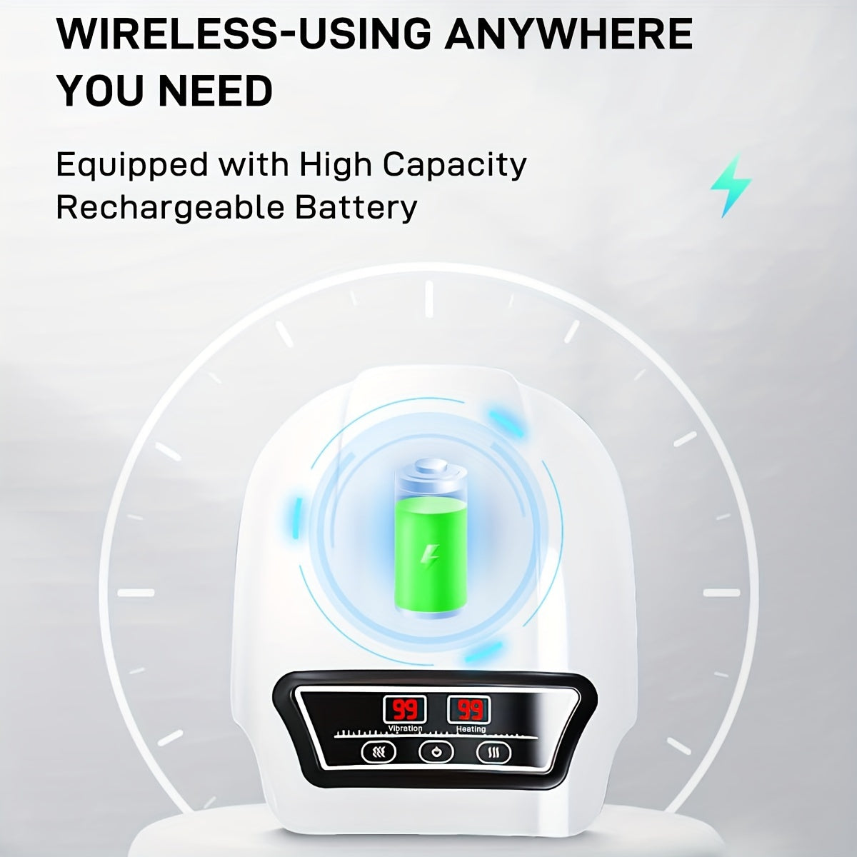 Rechargeable Knee Massager with Adjustable Temperature - White