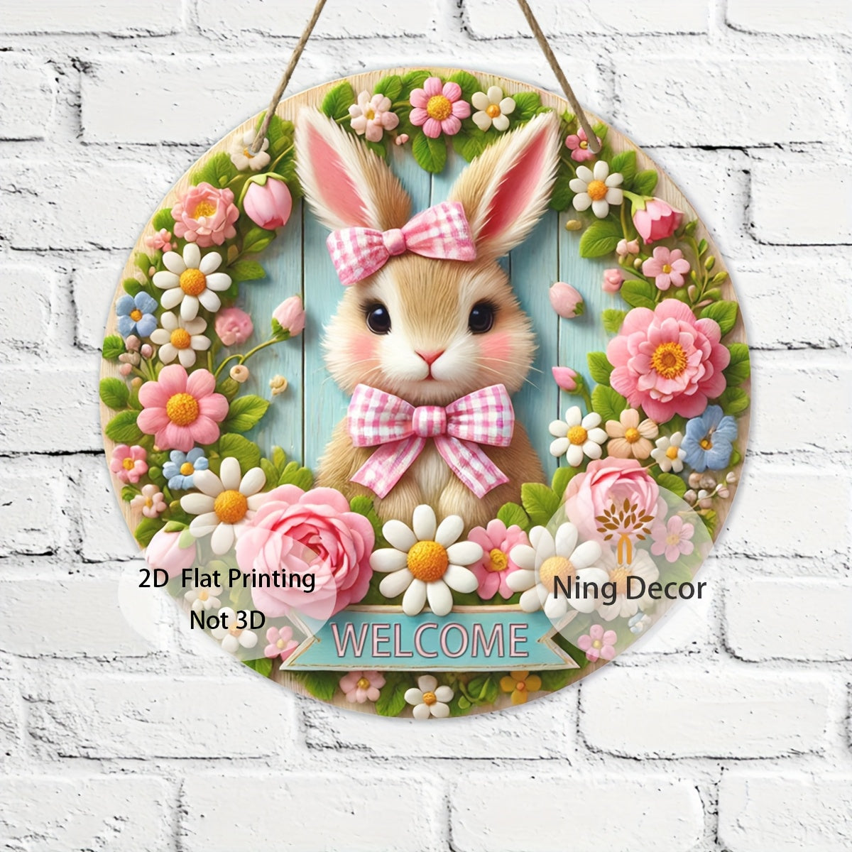 Easter Bunny Wooden Welcome Sign Spring Decor