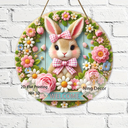 Easter Bunny Wooden Welcome Sign Spring Decor