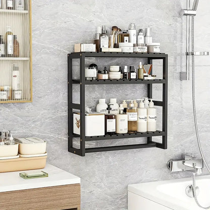 Wall Mounted Storage Rack with Rod - Black