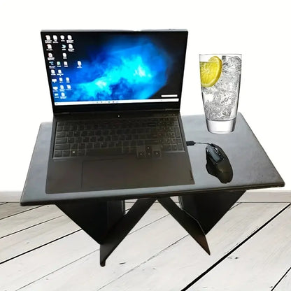 Portable Folding Student Study Table - Black PU Leather