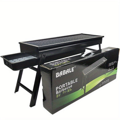 Portable Cast Iron BBQ Grill with Lid & Tools