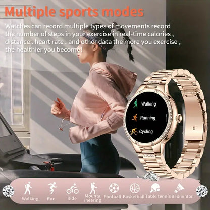 Golden Wireless Call Smart Watch for Women - Multi-Sports Modes & Voice Assistant