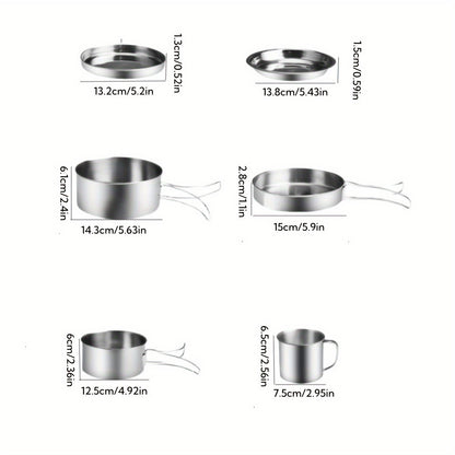 8-Piece Stainless Steel Camping Cookware Set