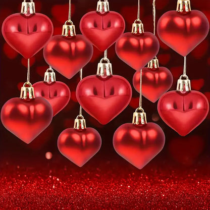 36-Piece Heart Shaped Ornaments Set – Pink & Red