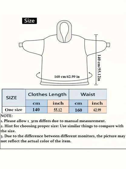 Winter Fleece Hooded Robe Navy Blue Blanket