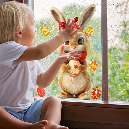 Easter Bunny & Egg Reusable Window Cling Sticker