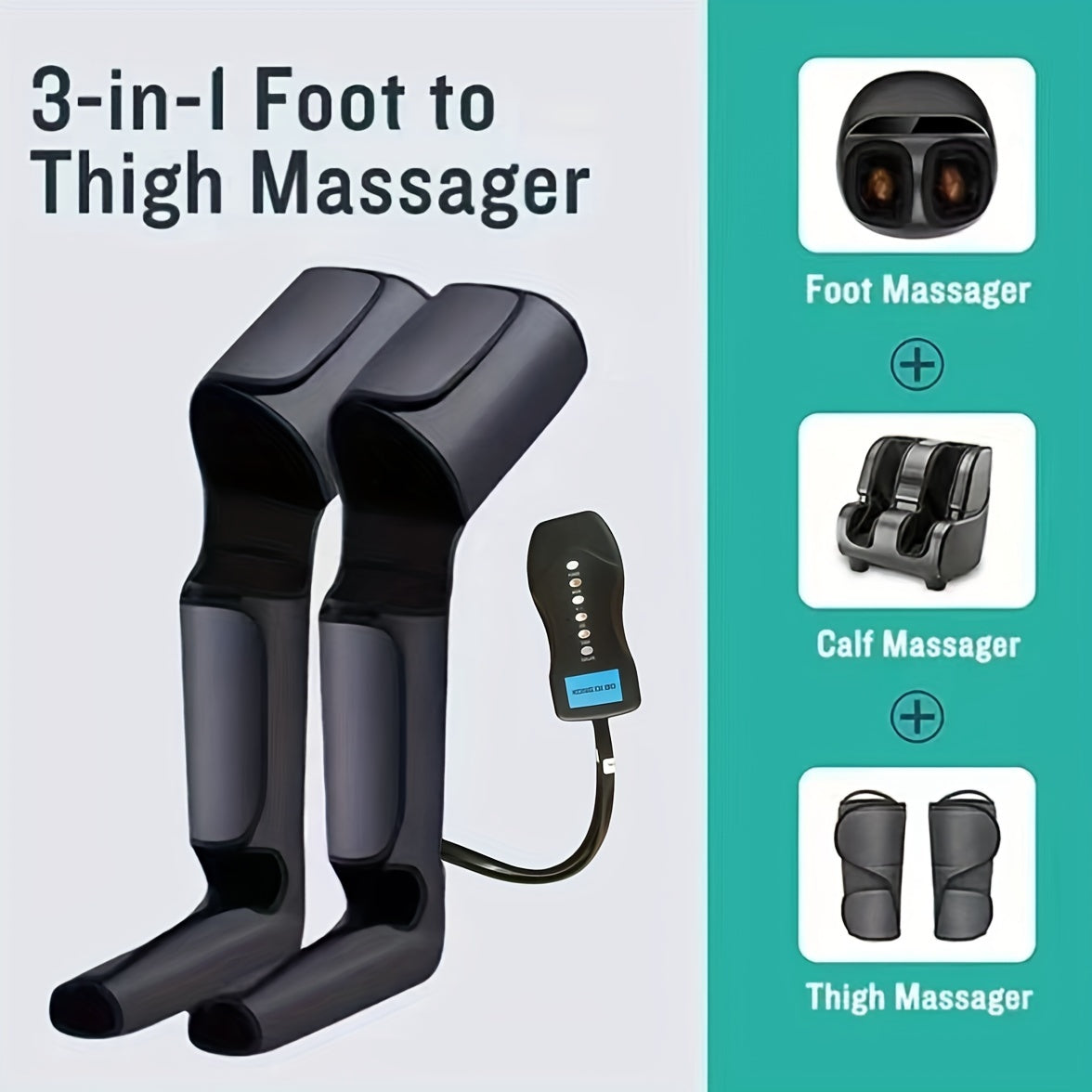 USB-Powered Electric Leg & Foot Massager with Air Compression(Grey)