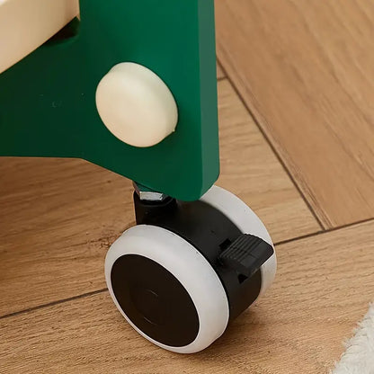 Portable End Table Cart & Home Storage Rack - Green and White