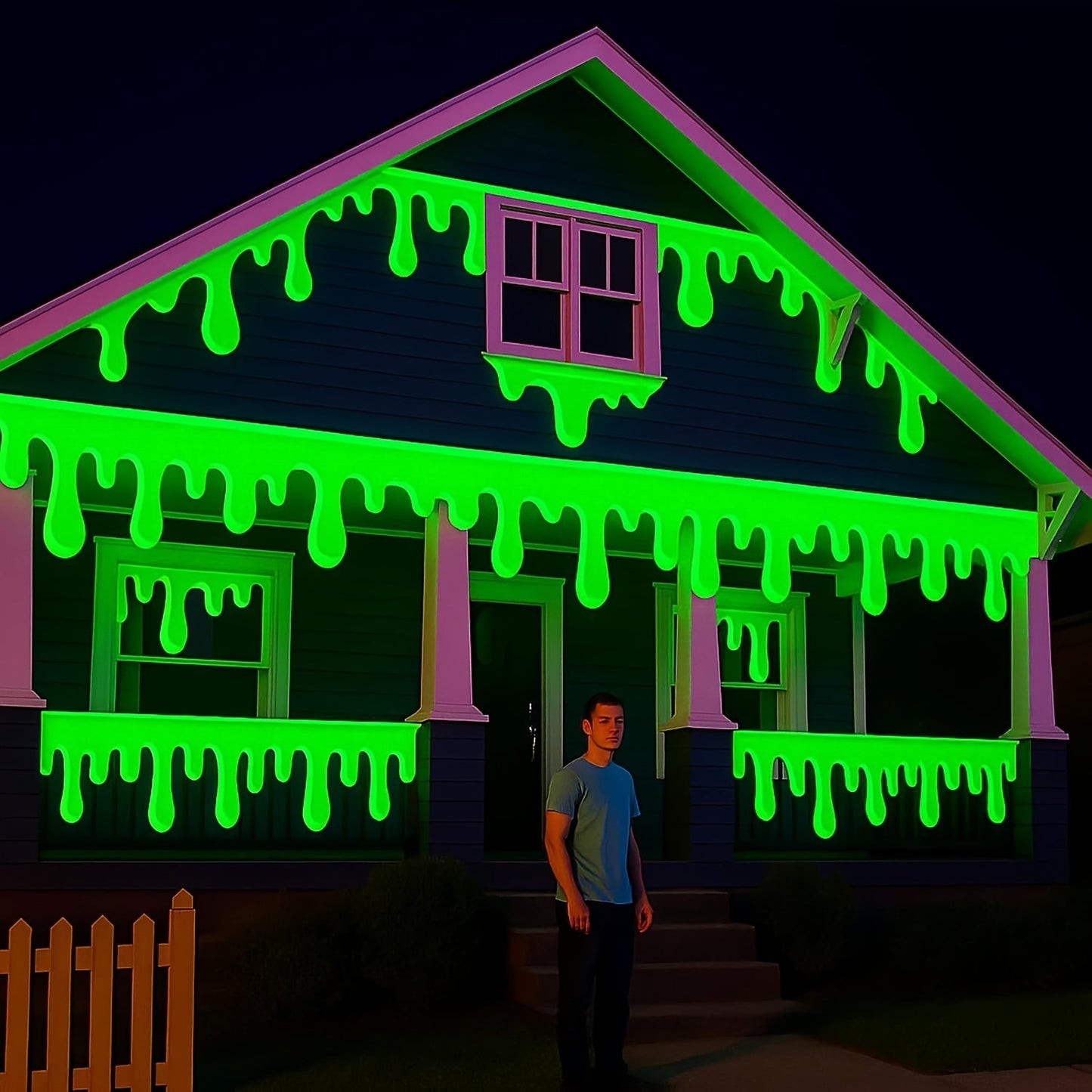 Halloween UV Reactive Green Slime Banner