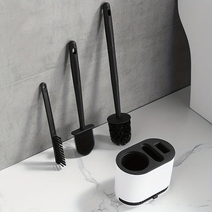 Toilet Brush with No-Slip Silicone Long Handle Set