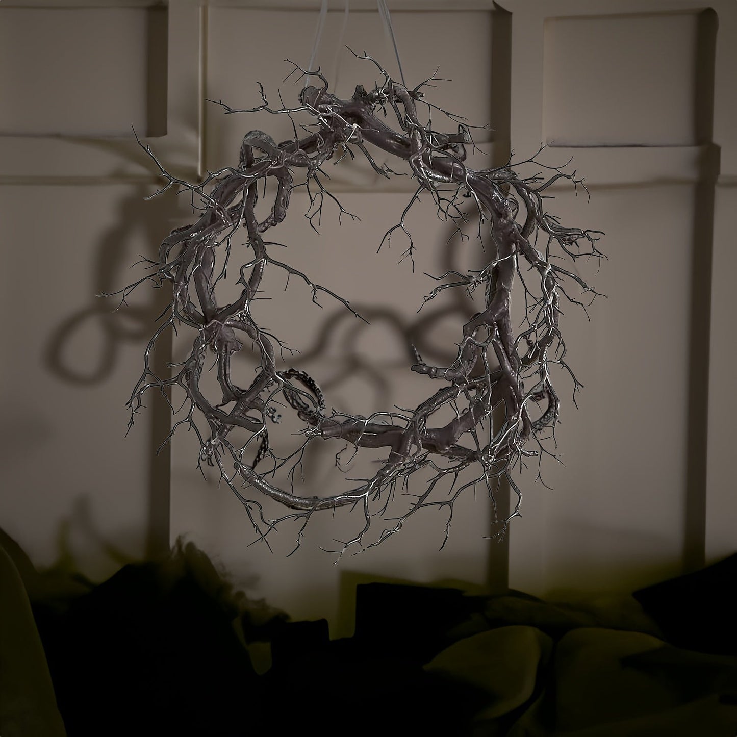 Halloween Wreath with Pre-Lit Black Art Deco