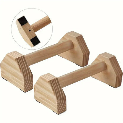 Wooden Push-Up Support Handles - Non-Slip Pad Included