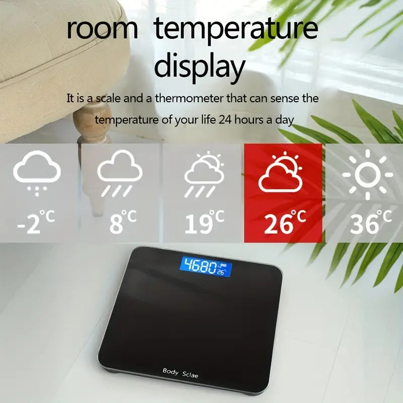 Ultra Slim Digital Bathroom Scale - Most Accurate Body Weight Scales Large Backlit Display | Black