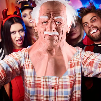 Latex Old Man Face Cover - Elder Headgear